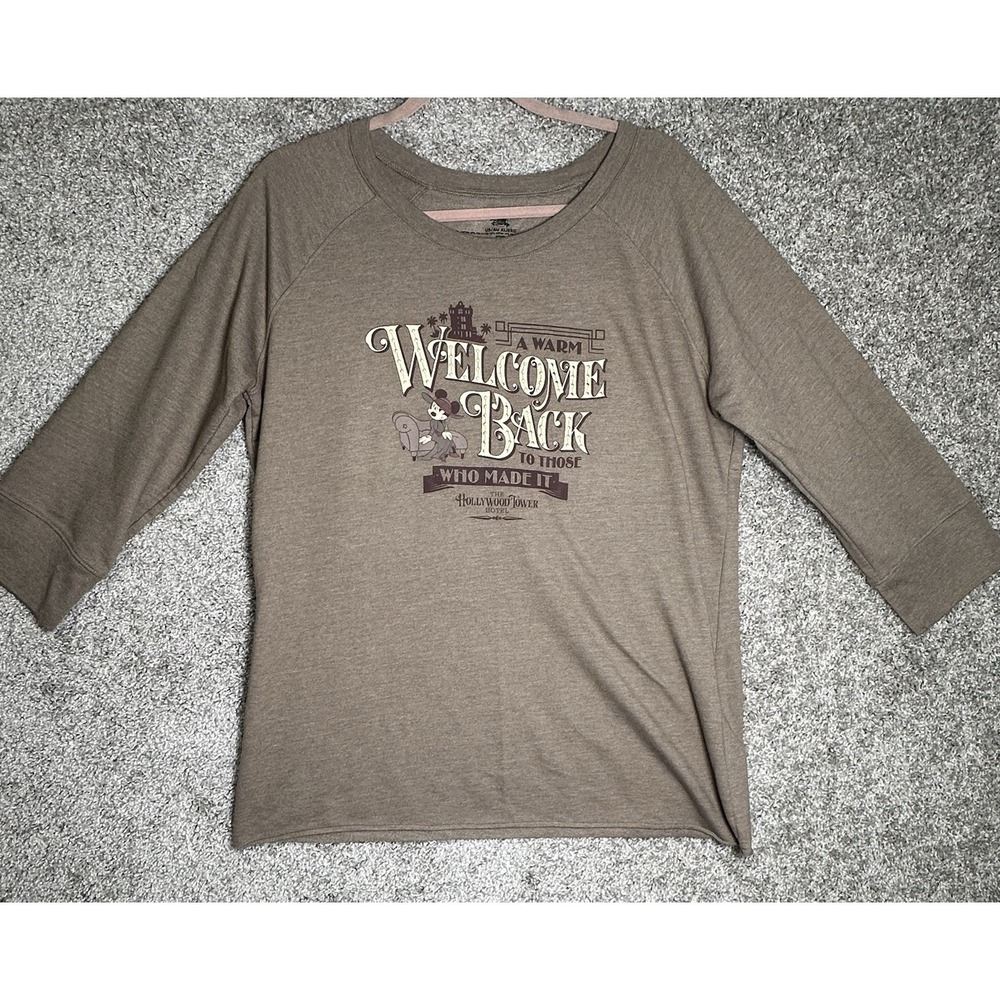 Disney Parks‎ Tower of Terror Shirt XL Welcome Back Hollywood Hotel 3/4 Sleeve
